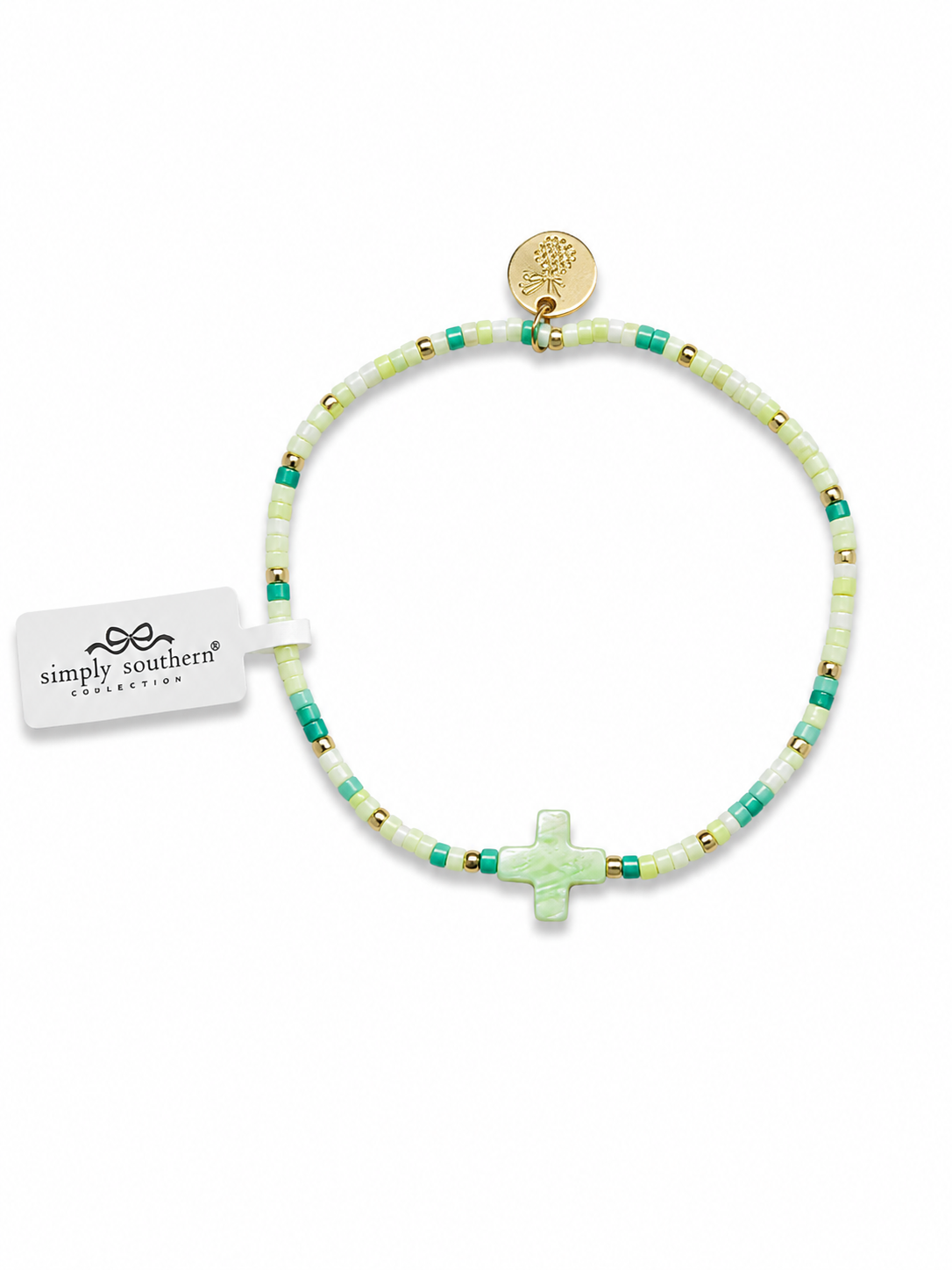 Multicolor Beaded Bracelet - Green Cross