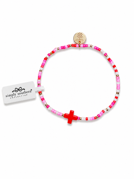 Multicolor Beaded Bracelet - Red Cross