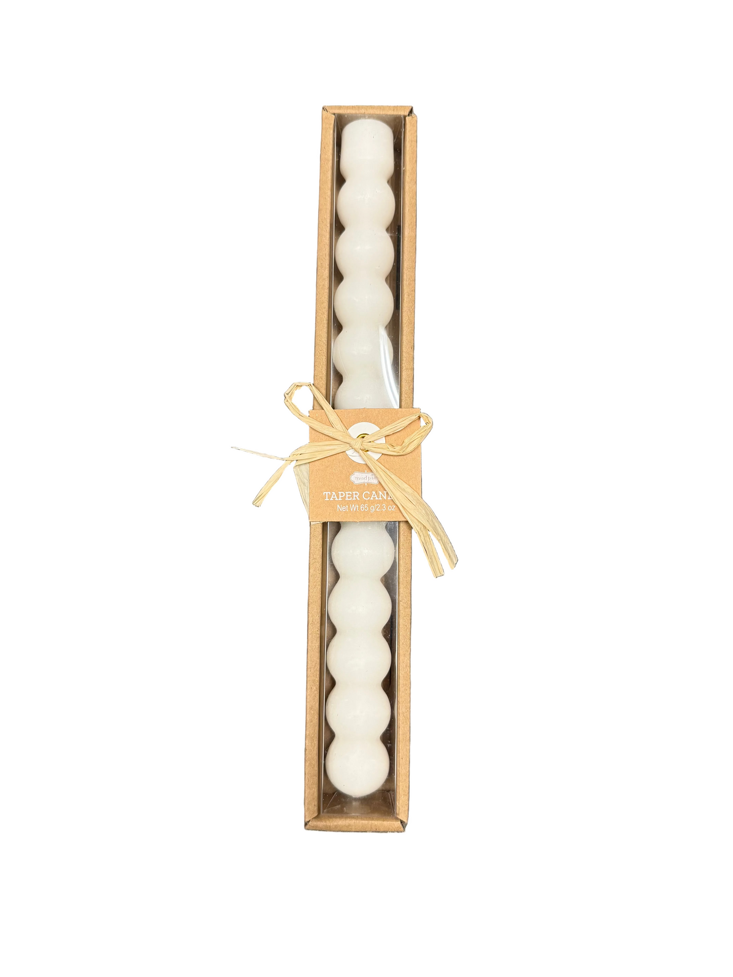 White Stacked Happy Taper Candle