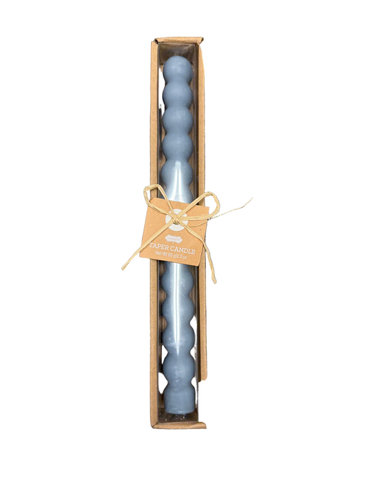 Blue Stacked Happy Taper Candle