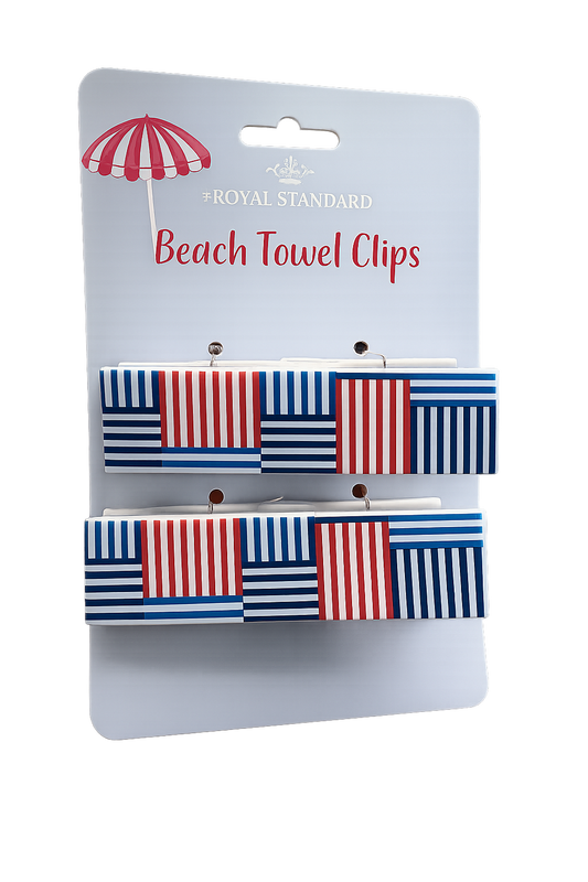 Freeport Stripe Beach Towel Clip Set