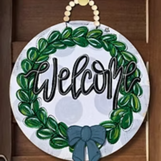Door Hanger & Mini, Wreath Welcome + Bow