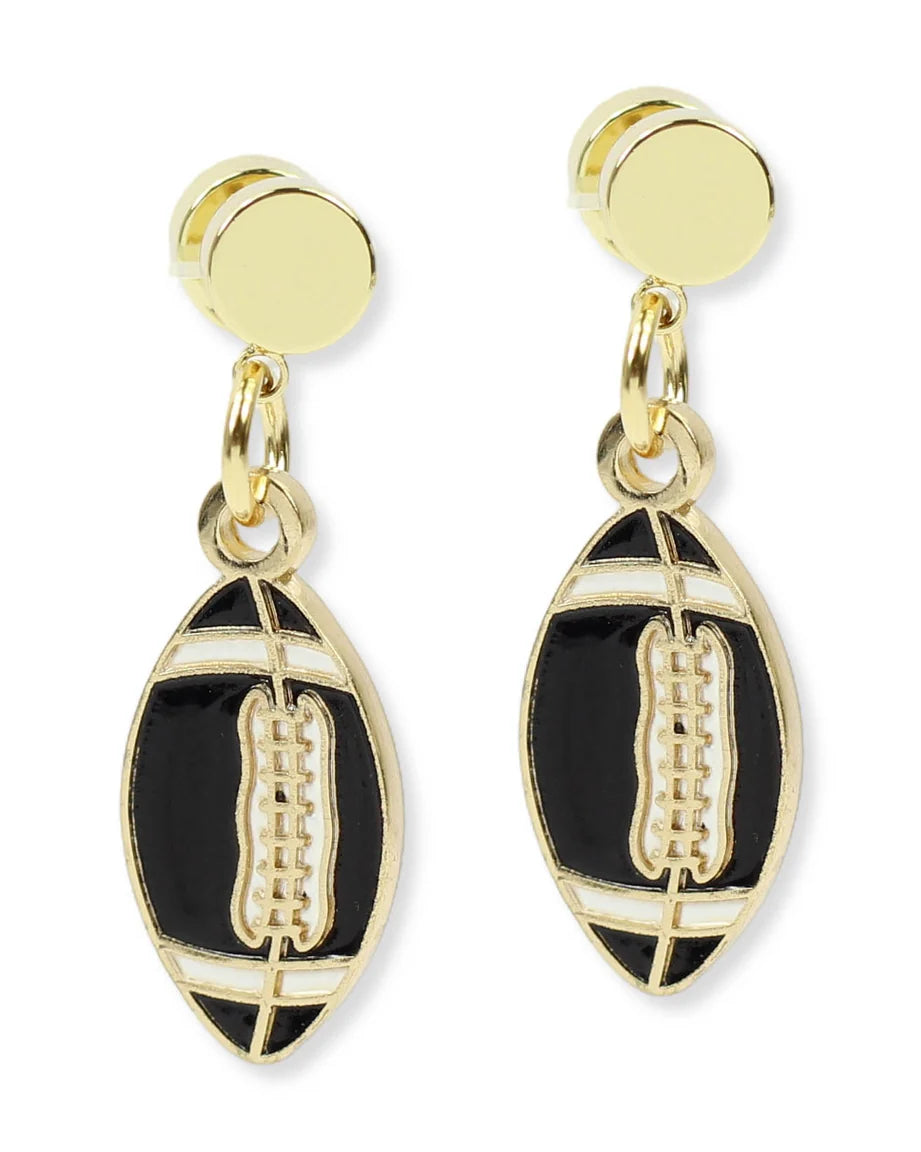 Black Football Earrings