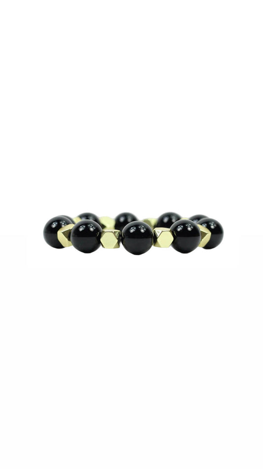 black and gold beaded bracelet