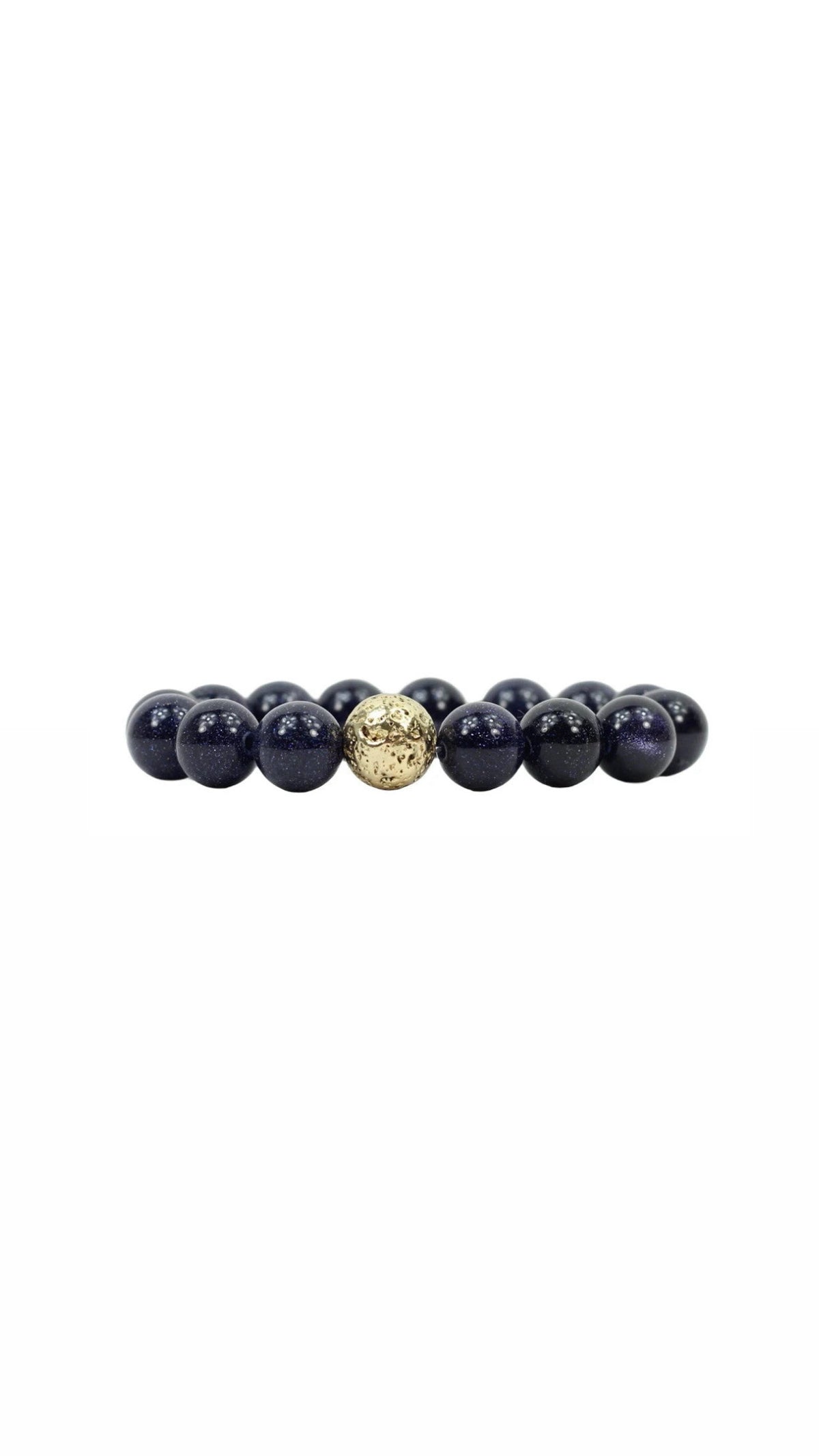 navy sparkle beaded bracelet with one gold bead