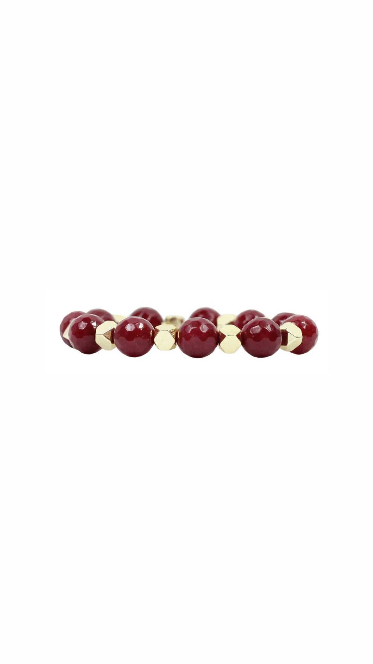 crimson and gold beaded bracelet
