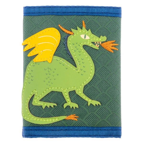 Kids Wallet Dragon green background lime green dragon