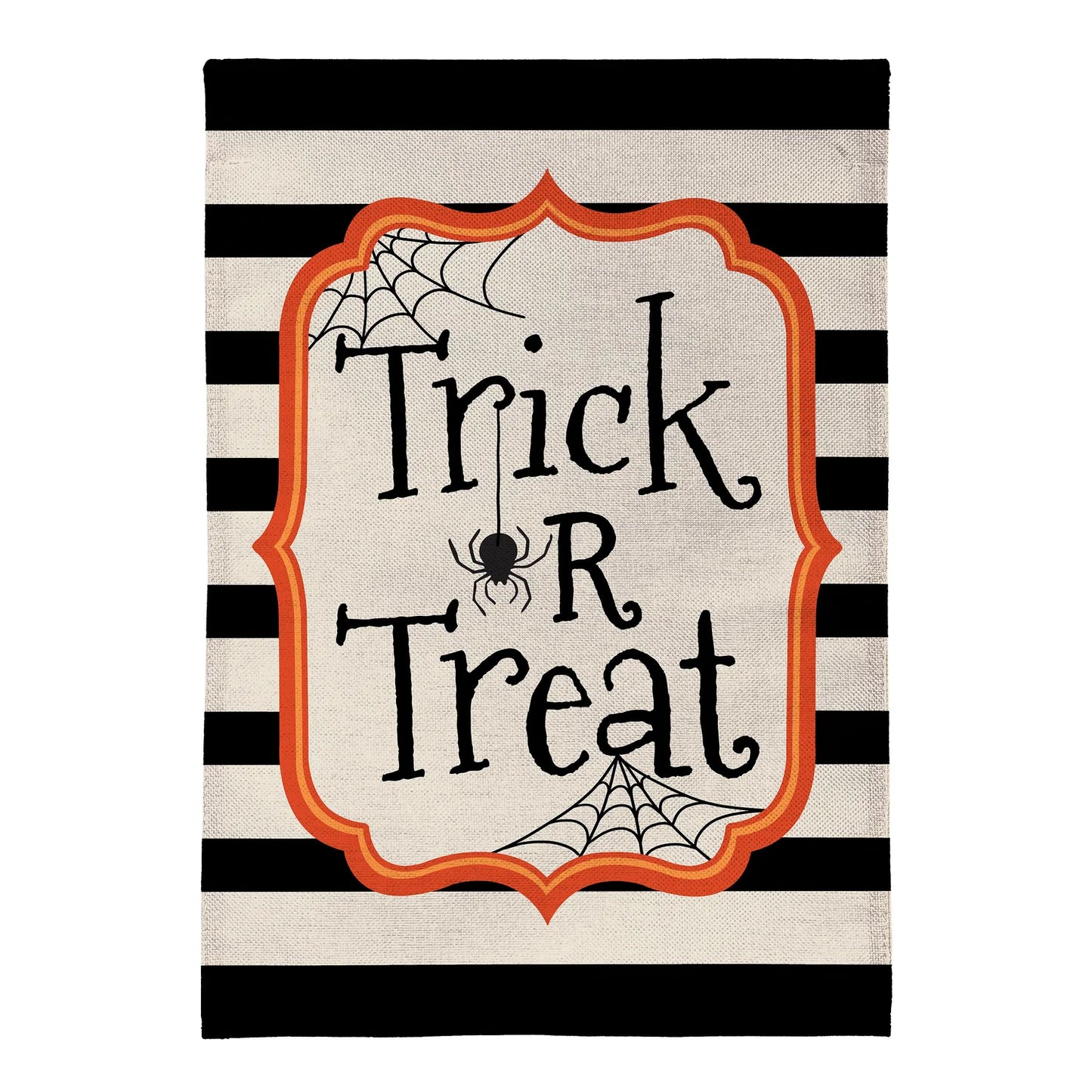 Striped Trick or Treat Burlap House Flag