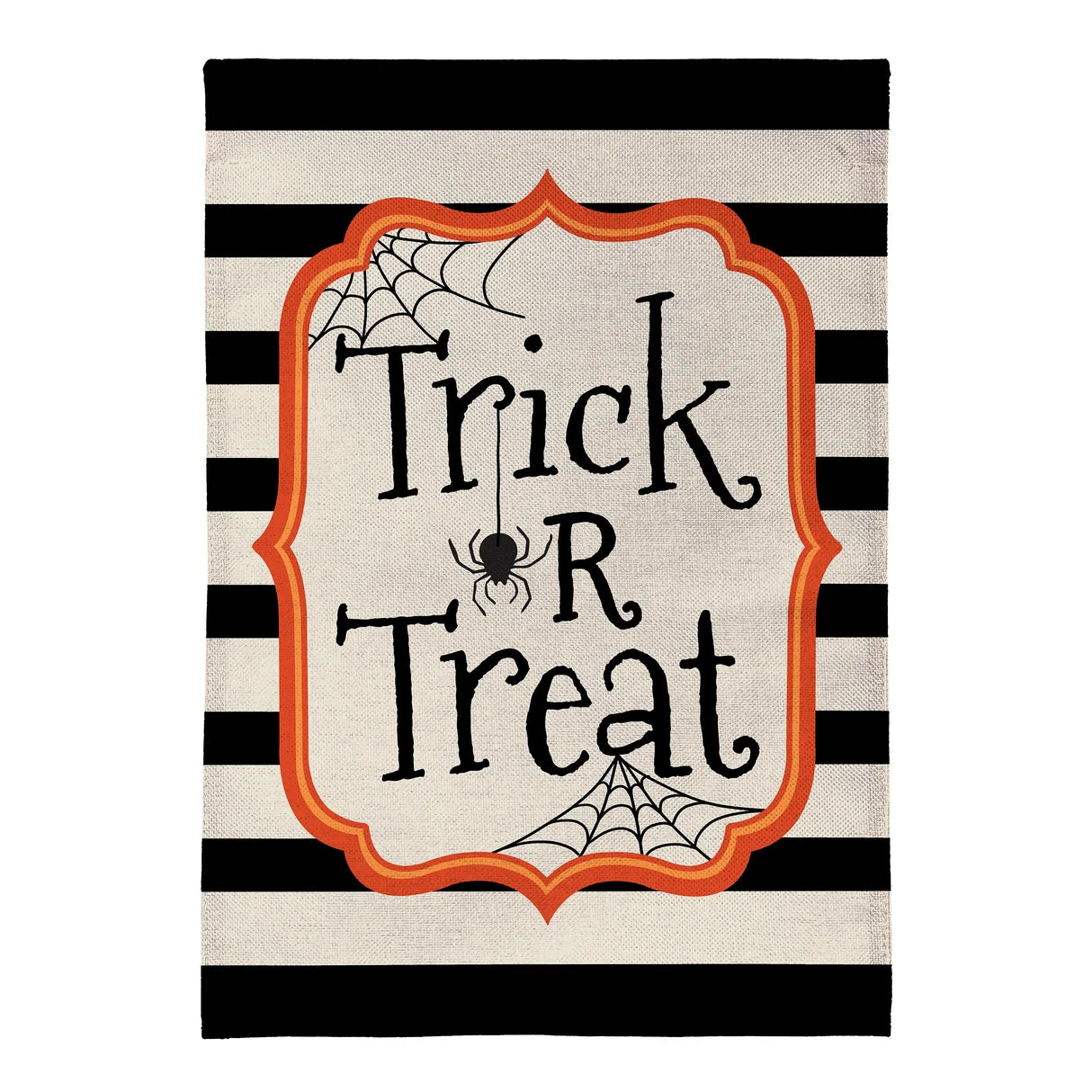 Striped Trick or Treat Burlap Garden Flag