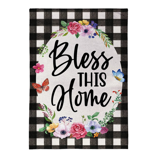 Bless This Home Burlap Garden Flag