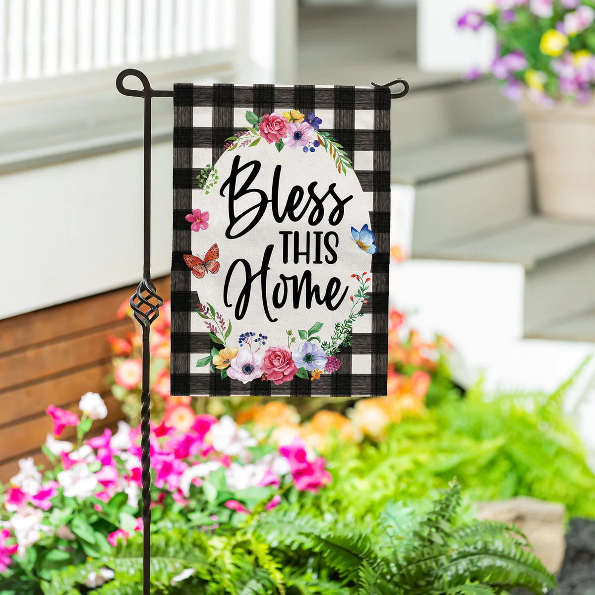 Bless This Home Burlap Garden Flag