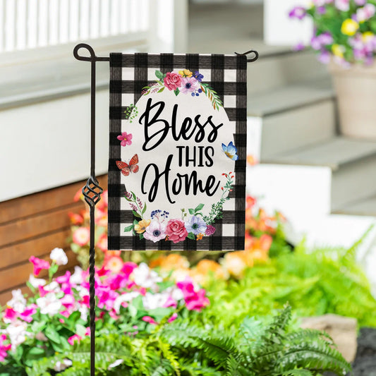 Bless This Home Burlap Garden Flag
