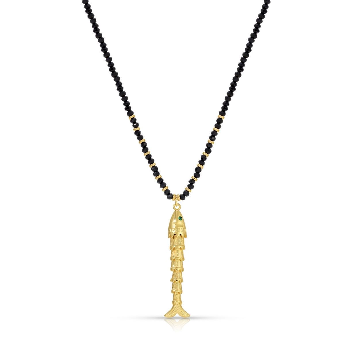 Golden Fish Pendant On Crystal Chain