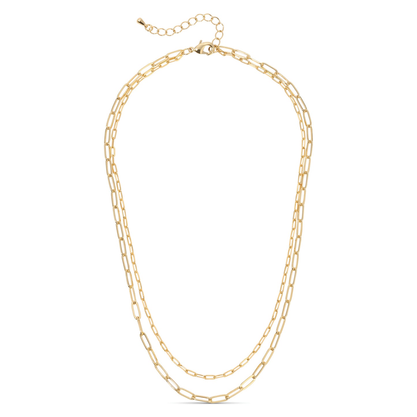 Gold Double Layer Delicate Paperclip Necklace