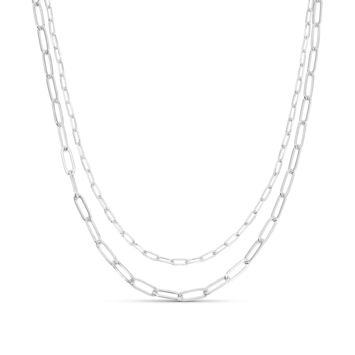 Silver Double Layer Delicate Paperclip Necklace
