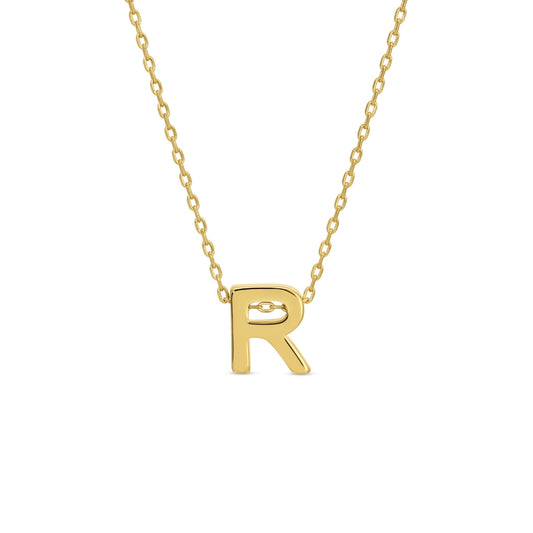 Gold Initial Necklace, R