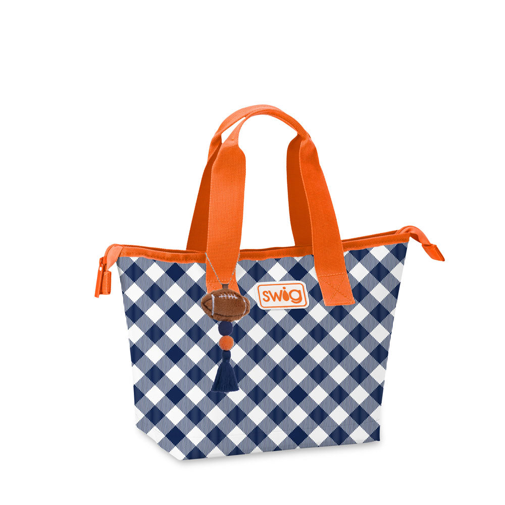 Gameday Gingham Navy + Orange Lunchi Lunch Bag