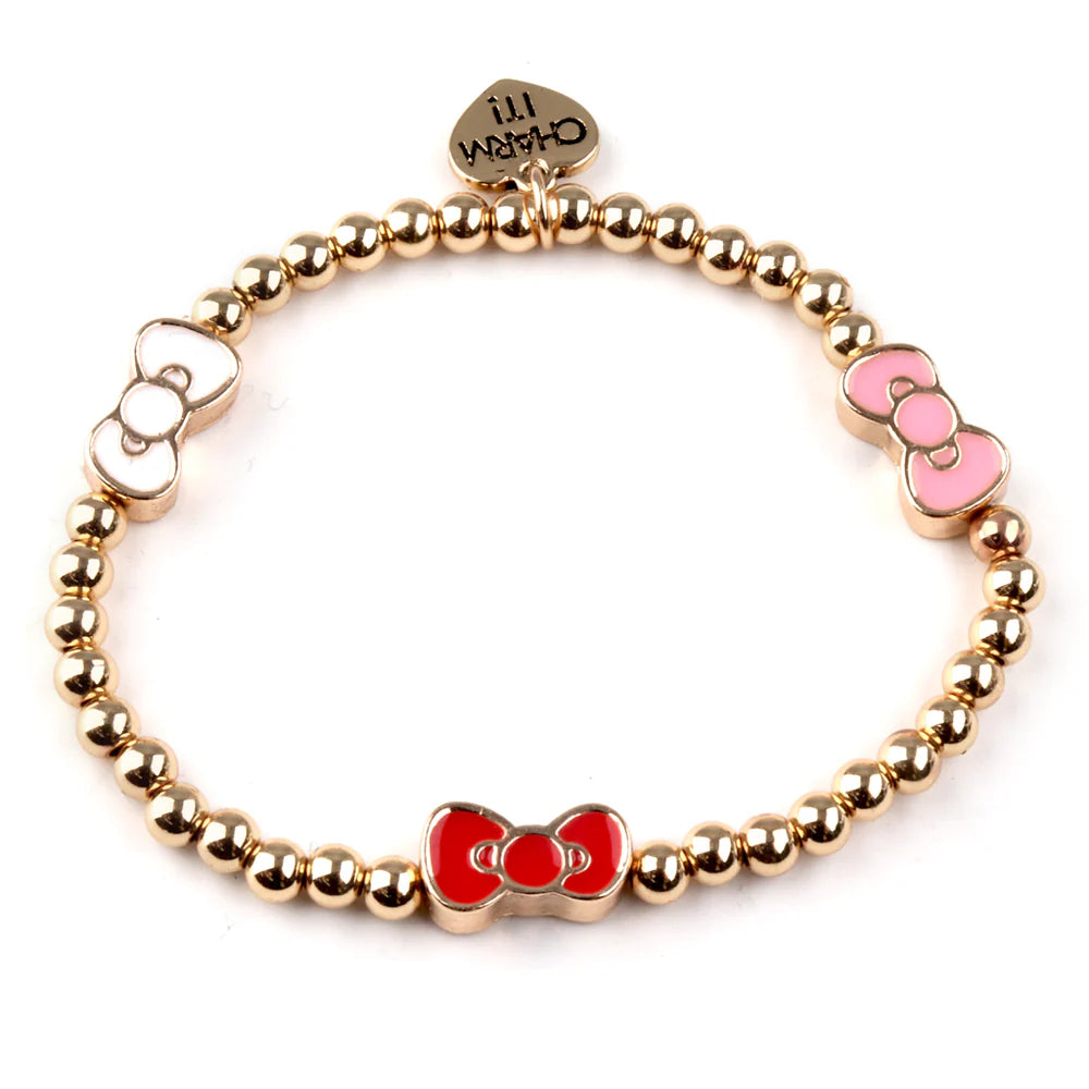 Bracelet, Gold Hello Kitty Bow Stretch Bead