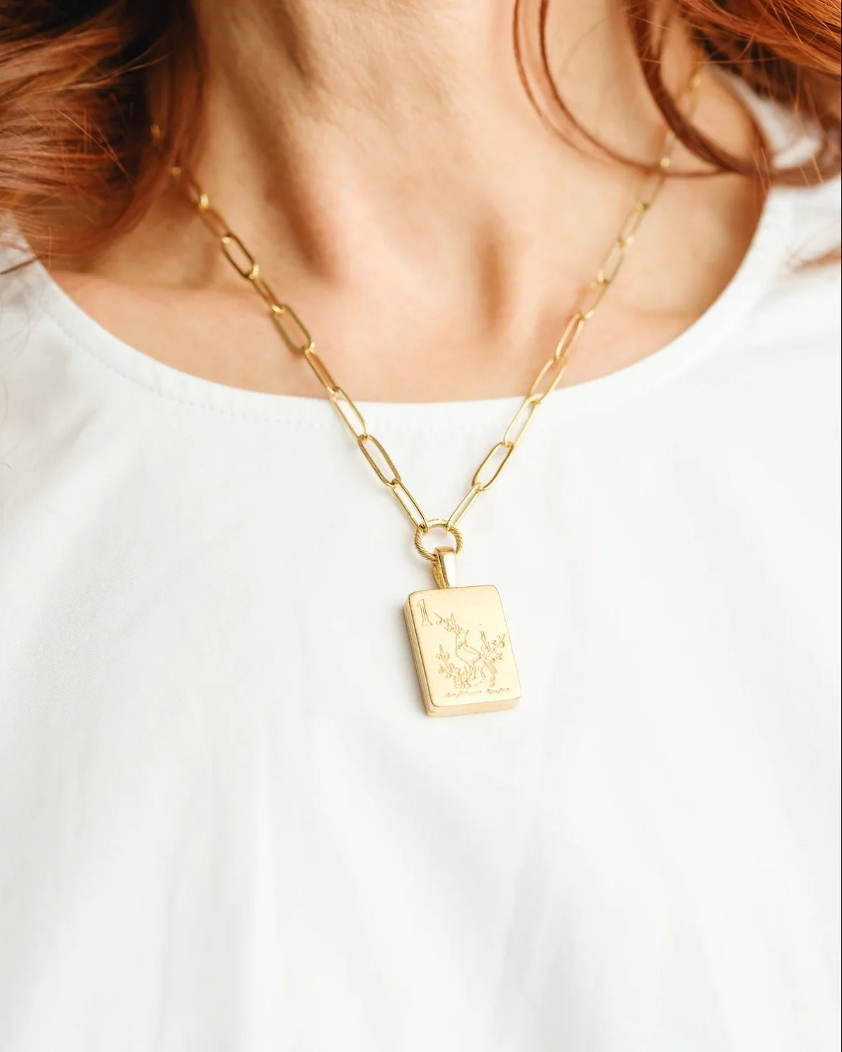 Medium Paperclip Mahjong Pendant Necklace