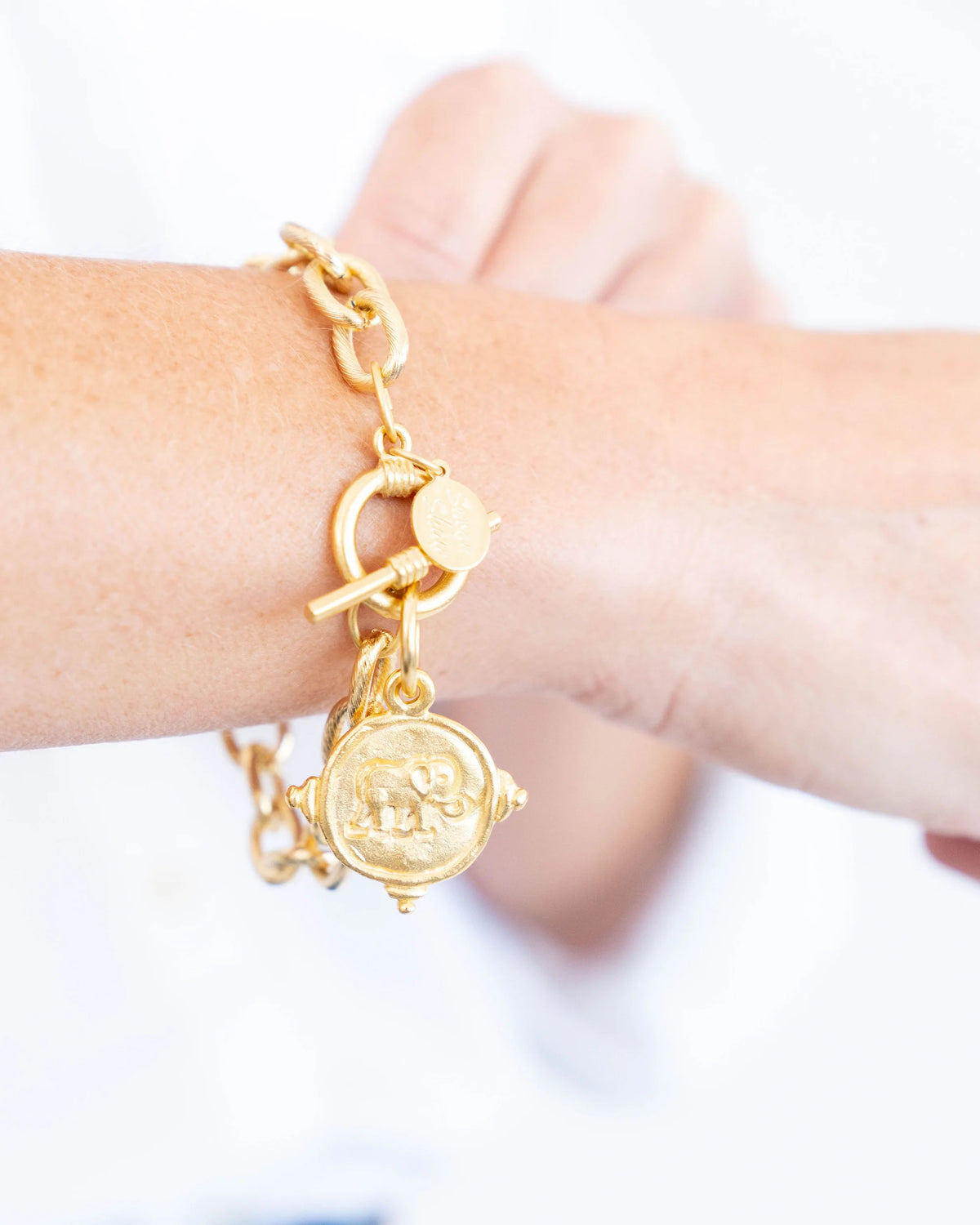 Gold Elephant on Chain Bracelet