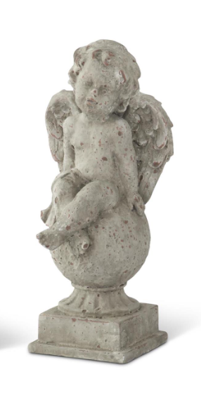 Weathered Gray Resin Cherub Statue B