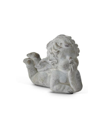 4.75 Inch Gray Stone Laying Cherub