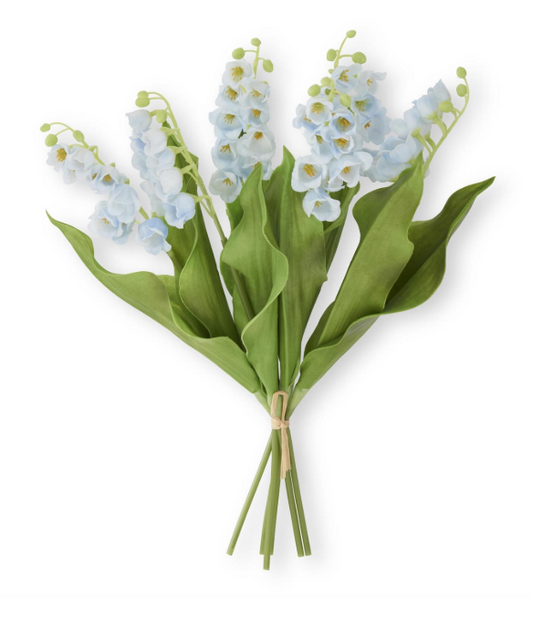 15 Inch Blue Real Touch Lily of The Valley Bundle, 6 Stems