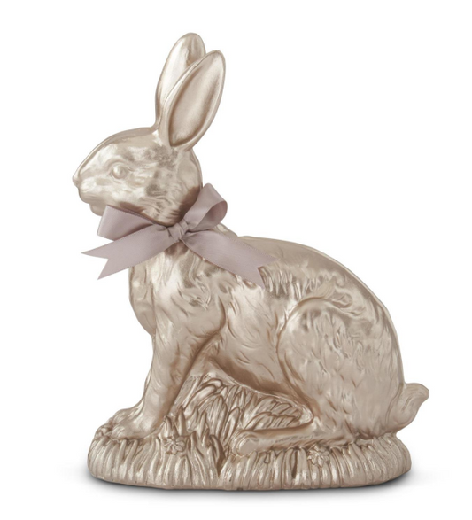9 Inch Resin Gold Easter Bunny w/Bow
