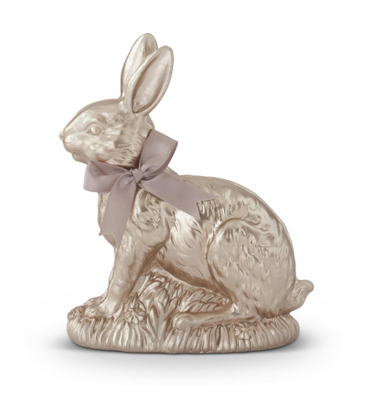 7.25 Inch Resin Gold Easter Bunny w/Bow