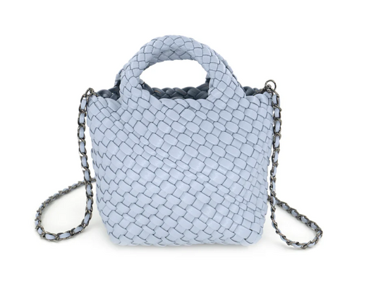 Braided Mini Tote Bag & Wristlet, Sky Blue