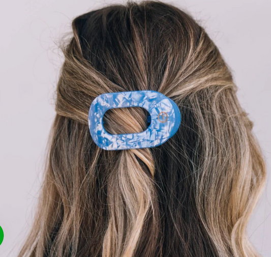 Blue Lagoon Flat Round Hair Clip Small