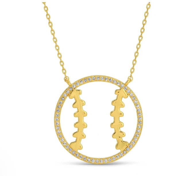 Baseball/Softball Outline Pendant Necklace, Gold