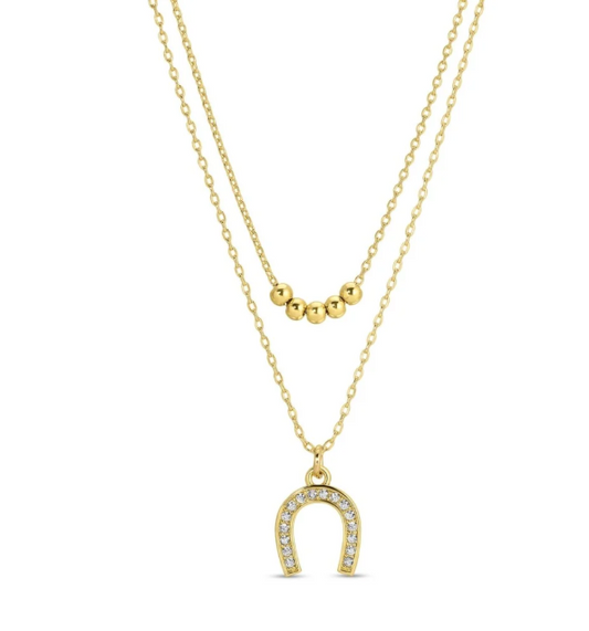 Double Layered Horseshoe Necklace, Gold