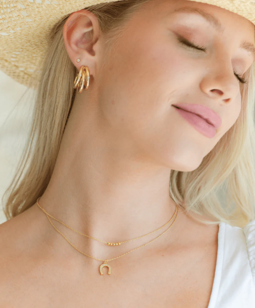 Double Layered Horseshoe Necklace, Gold