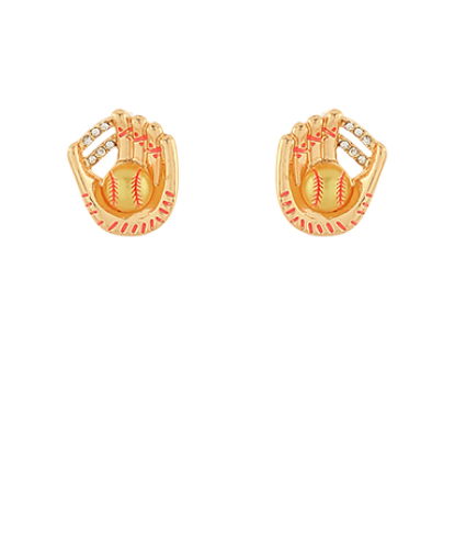 Softball & Glove Rhinestone Earrings