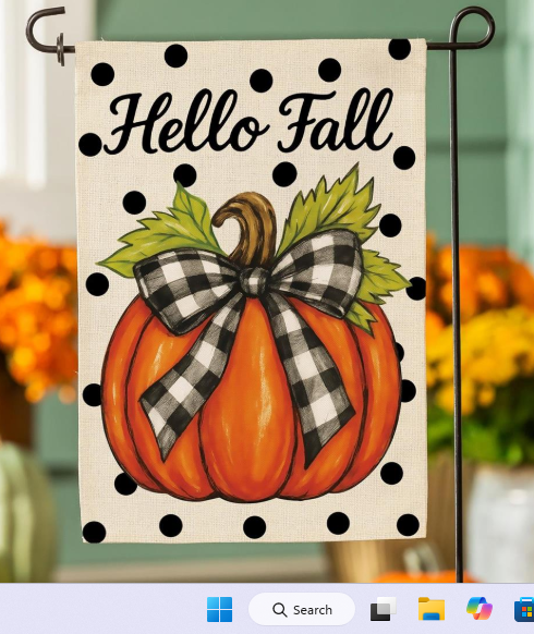 Checkered Bow Pumpkin Burlap Flag Garden