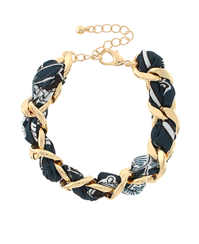 Gold Link Chain Scarf Bracelet, Navy