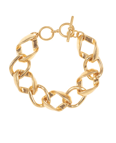 Rhombas Chain Link Metal Bracelet, Vintage Gold