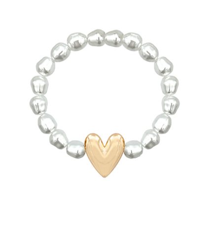 Pearl Stretch Bracelet with Heart