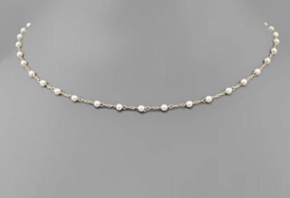 Delicate Chain Necklace, Gold and Pearl