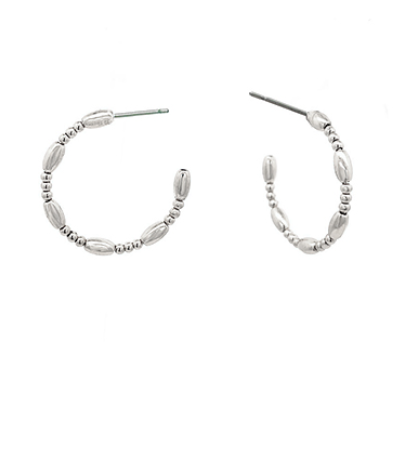 Silver Dot + Oval Hoop Earrings