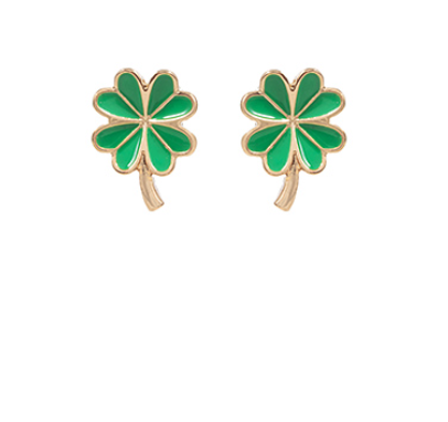 St. Patrick's Day Four Leaf Clover Earring Studs