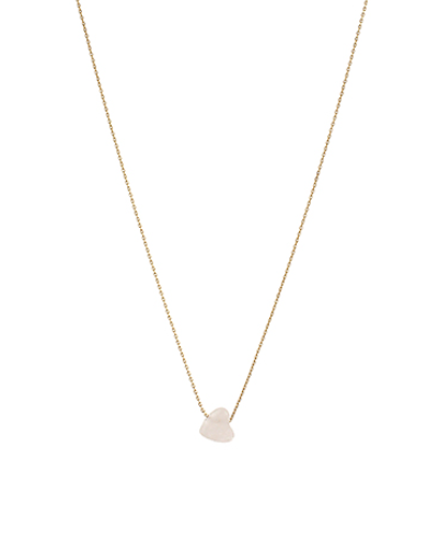 Gold Heart Pendant Necklace, Light Pink
