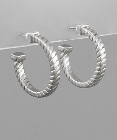 Textured Silver Hoop Earrings