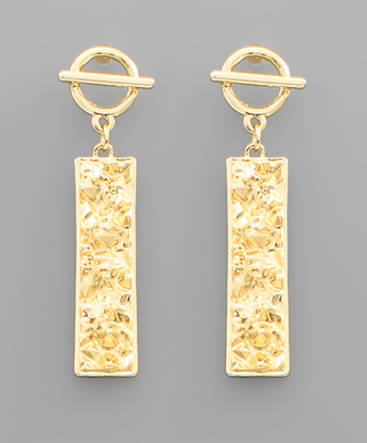 Gold Hammered Toggle Earrings