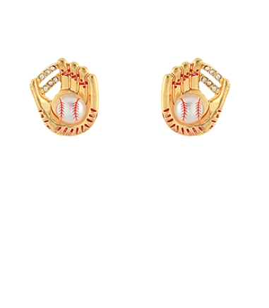 Baseball & Glove Rhinestone Earrings