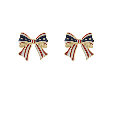 Patriotic Enamel Bow Earrings