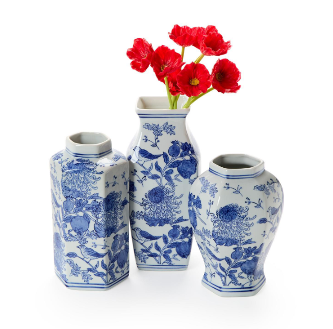 Hand-Painted Blue and White Chinoiserie Vase, 02
