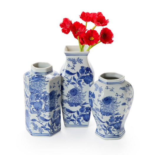 Hand-Painted Blue and White Chinoiserie Vase, 02