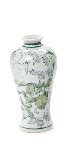 Green and White Chinoiserie Porcelain Vases, Style A